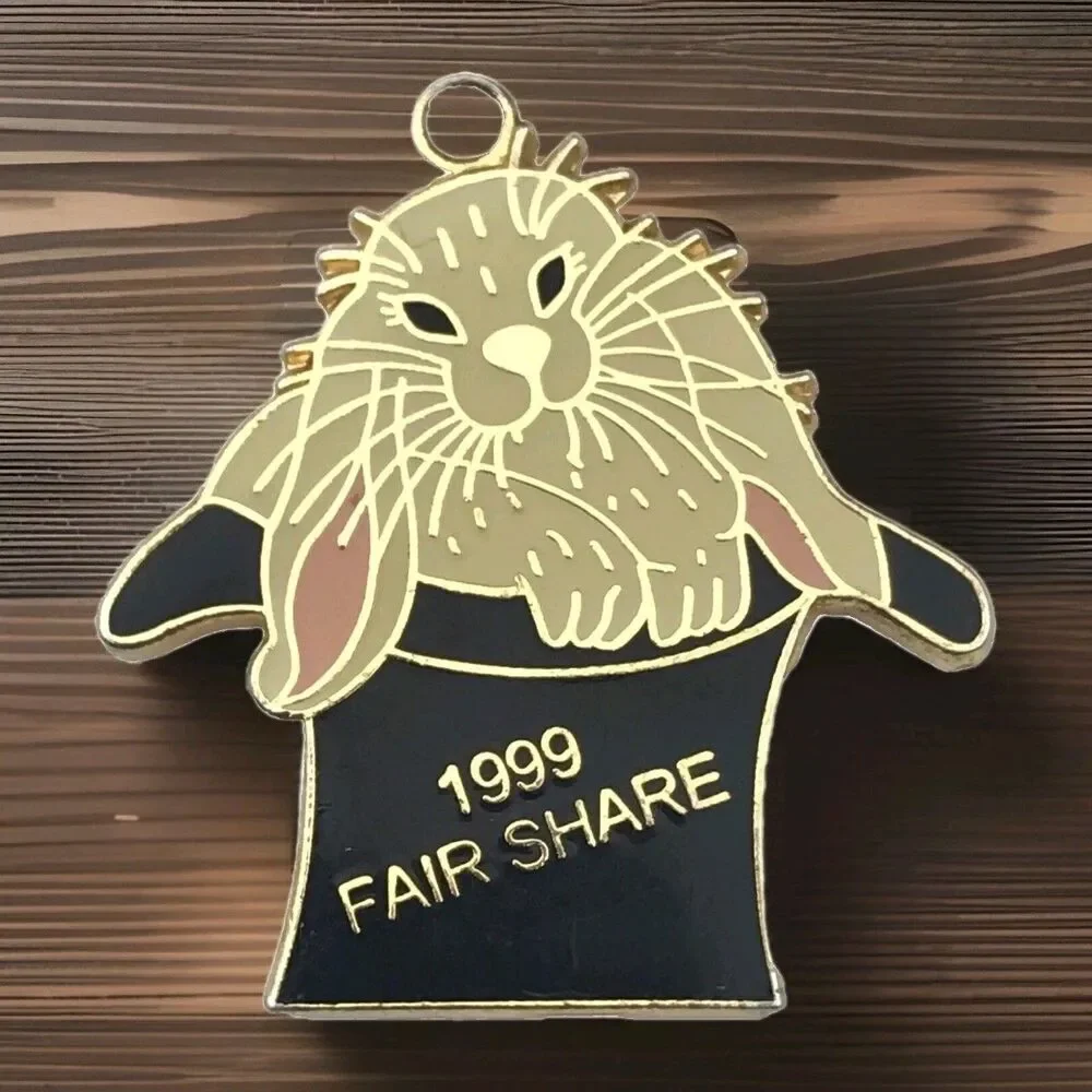 Fair Share 1999 Rabbit Hat Magic Pendant Charm Gold Tone Enamel 90s